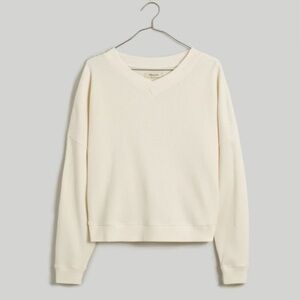 Waffle Knit Boxy Sweatshirt Tee